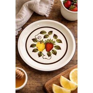 Vintage Strawberry Stoneware Plate – Japan – Farmhouse Cottage Decor